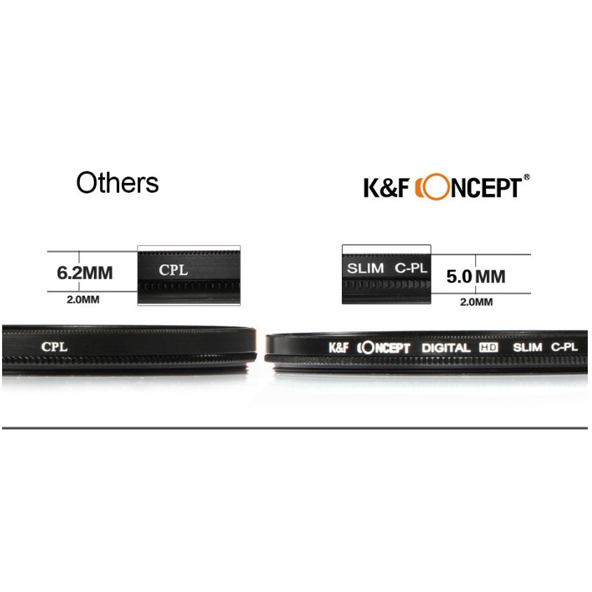 K&amp;F CONCEPT 46 49 52 55 58 62 67 72 77 82mm HD Slim CPL Máy ảnh ống kính DSLR Lọc kính quang học Nhật Bản