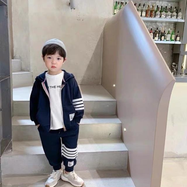 Bộ quần áo thu đông cho bé trai bé gái bộ áo khoác thể thao cho bé 8-18kg Tunkid chất nỉ ấm áp