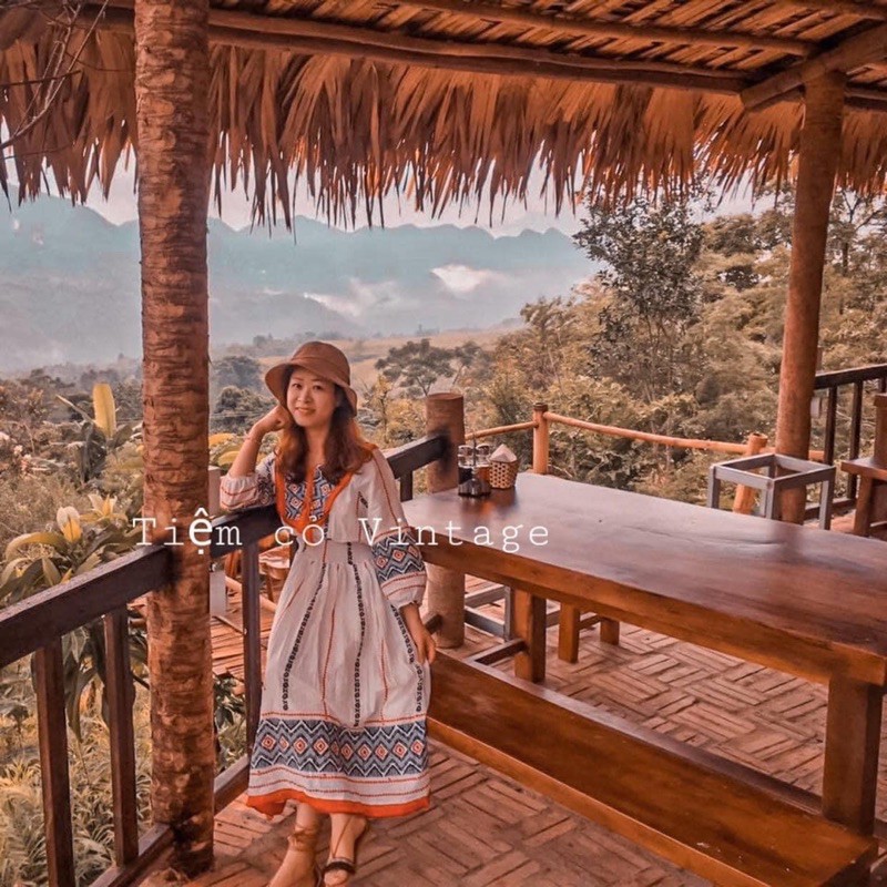 Đầm Vintage thêu hoa thổ Cẩm phong cách bohemian By Cói Vintage