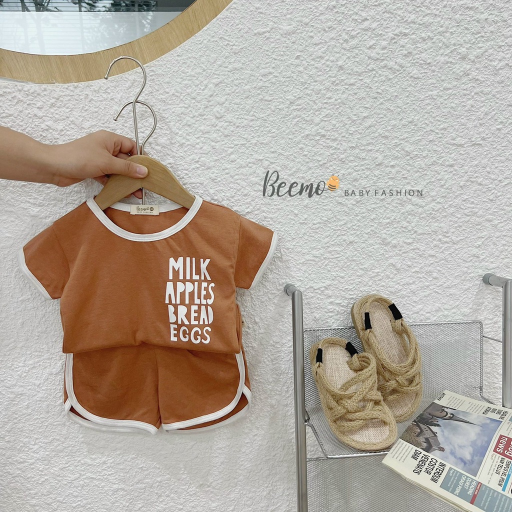 Bộ cotton cộc tay mềm mát cho bé, bộ thun unisex cá tính Beemo
