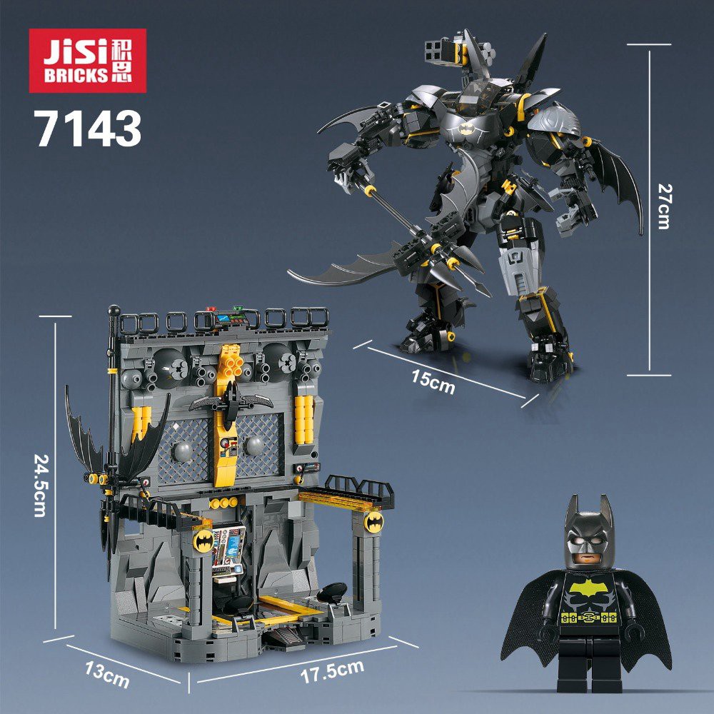 （CÓ SẴN）Đồ chơi lắp ráp mô hinh Super Hero JISI 7143 Lắp ghép Siêu Người Máy robot của Batman Bat Mech