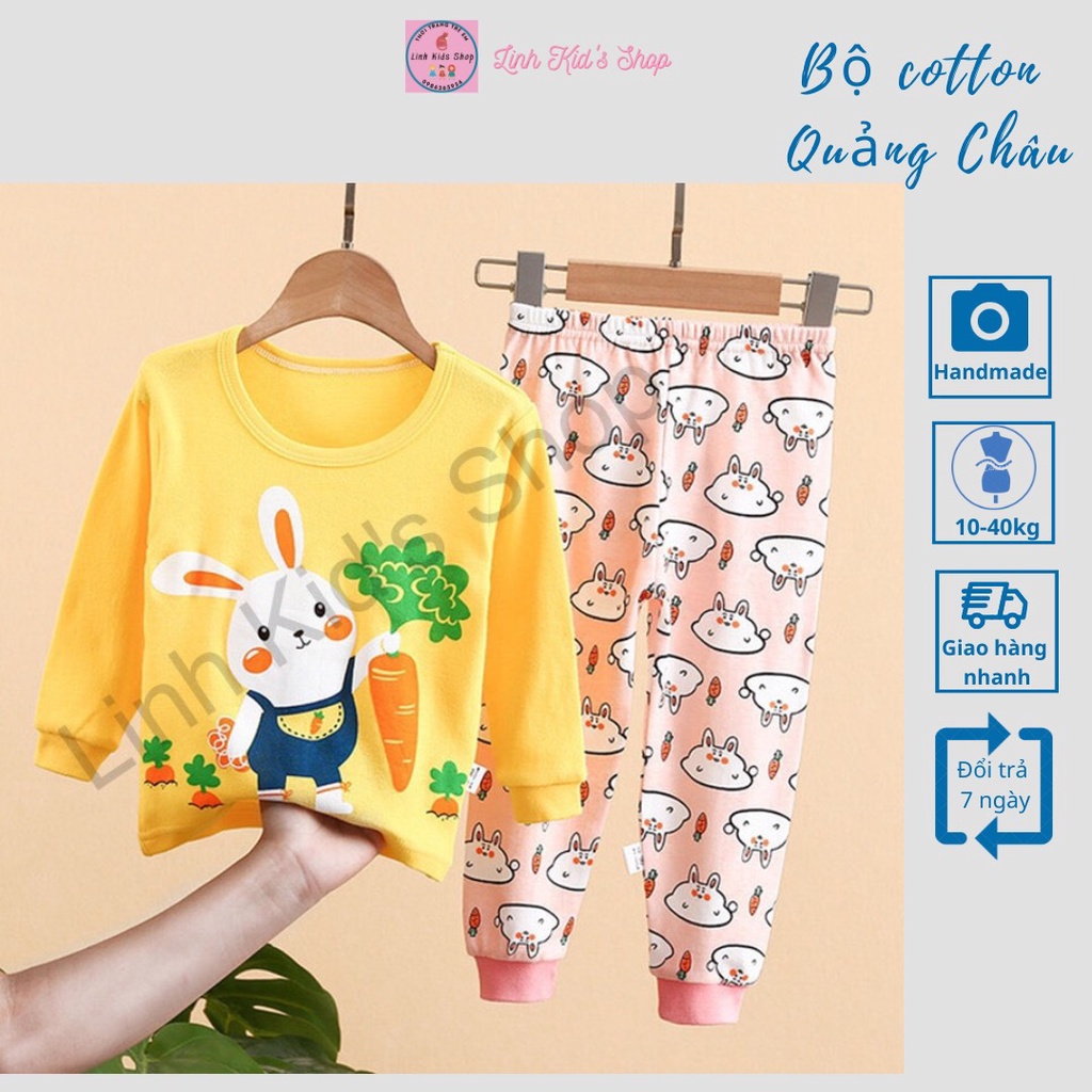 Bộ thu đông dài tay Quảng Châu chất cotton cho bé trai và bé gái 8-40kg size đại cồ