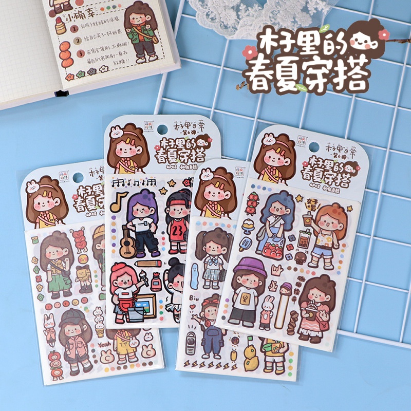 Set 1 Gói 4 Miếng Dán Họa Tiết Hoạt Hình Vẽ Tay Sáng Tạo Trang Trí Thủ Công Dành Cho Học Sinh