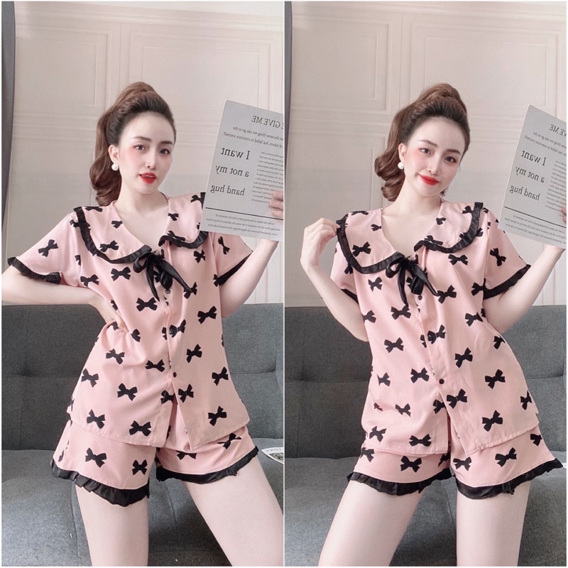 Đồ bộ nữ bigsize lụa nhật hoạ tiết cao cấp, Đồ mặc nhà pijama chất lụa form rộng