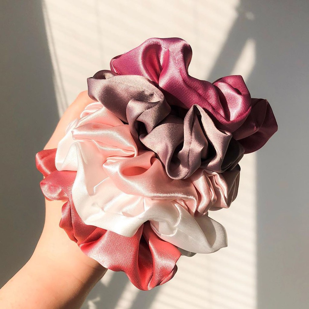 Dây cột tóc scunchies vải phi bóng mã trơn nữ tính dễ thương cho nữ, côt toc nữ, / giày thể thao97