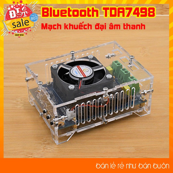 Mạch khuếch đại âm thanh Bluetooth TDA7498 100W + 100W Vỏ mica + Nguồn 12V/5A