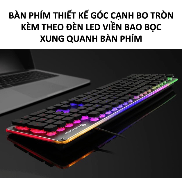 Bàn phím LANGTU L1 chuyên game mặt nhôm cao cấp full size 104 phím có đèn led viền 7 màu - NK