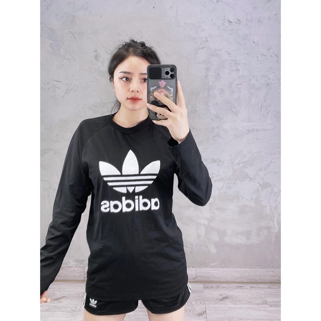 (HÀNG XUẤT XỊN) Áo das đen tay dài 616 TREFOIL LS TEE full tag code  Size XS S M L