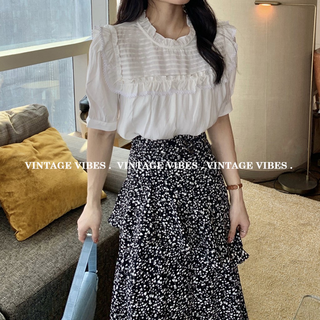 Áo babydoll kiểu mới tay bồng tiểu thư Ulzzang (hàng QC) - Ảnh thật