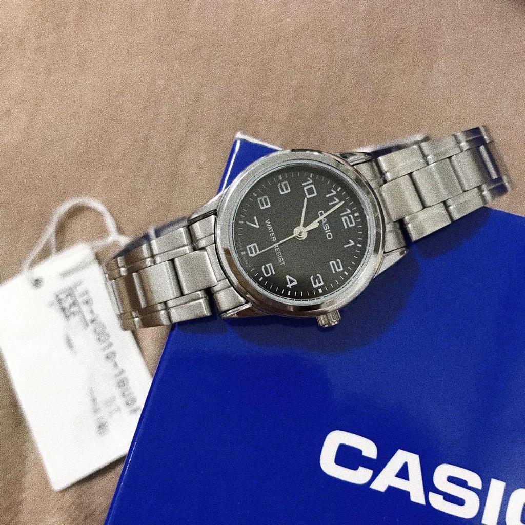 Đồng hồ nam nữ CASIO MTP/LTP V001D-7B, đồng hồ chính hãng, dây thép màu bạc siêu bền