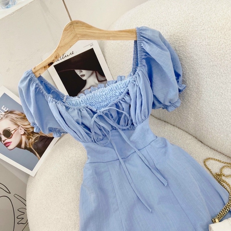 MAXI XANH RỚT VAI DÂY CỔ YẾM CUTOUT LƯNG BOCHUN