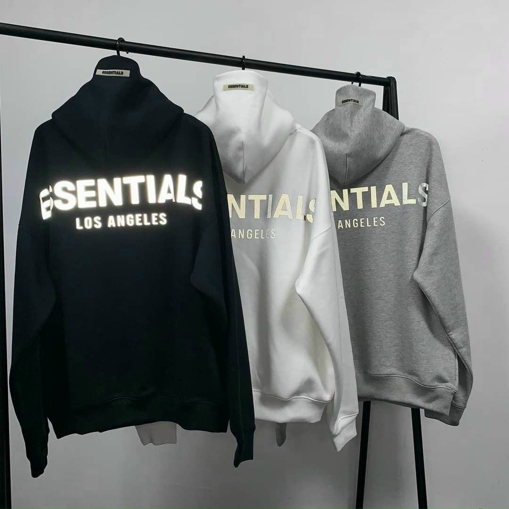 Áo khoác nỉ hoodie in hình phát sáng chữ ESSENTIALS cho nam nữ