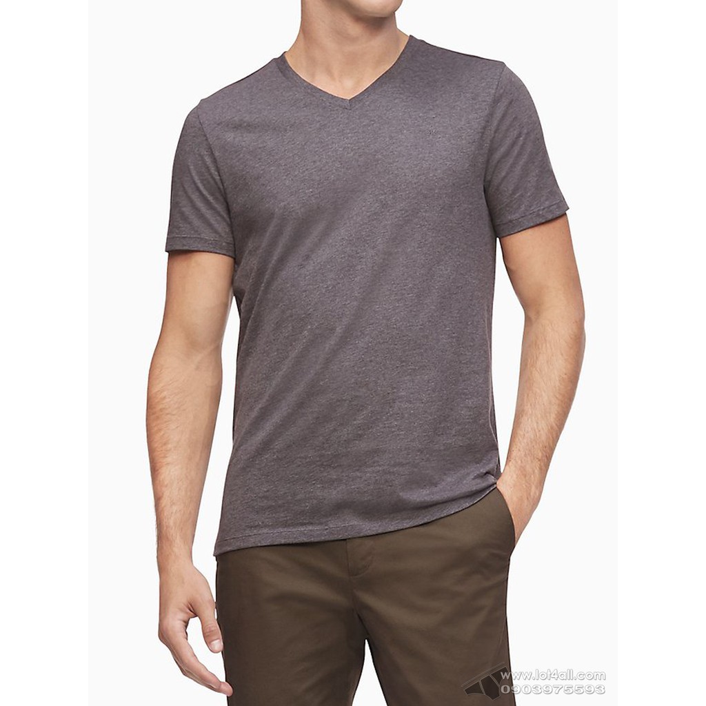 [AUT.] Áo thun nam Calvin Klein 6301 Liquid Touch Slim Fit V-neck T-Shirt Storm Grey