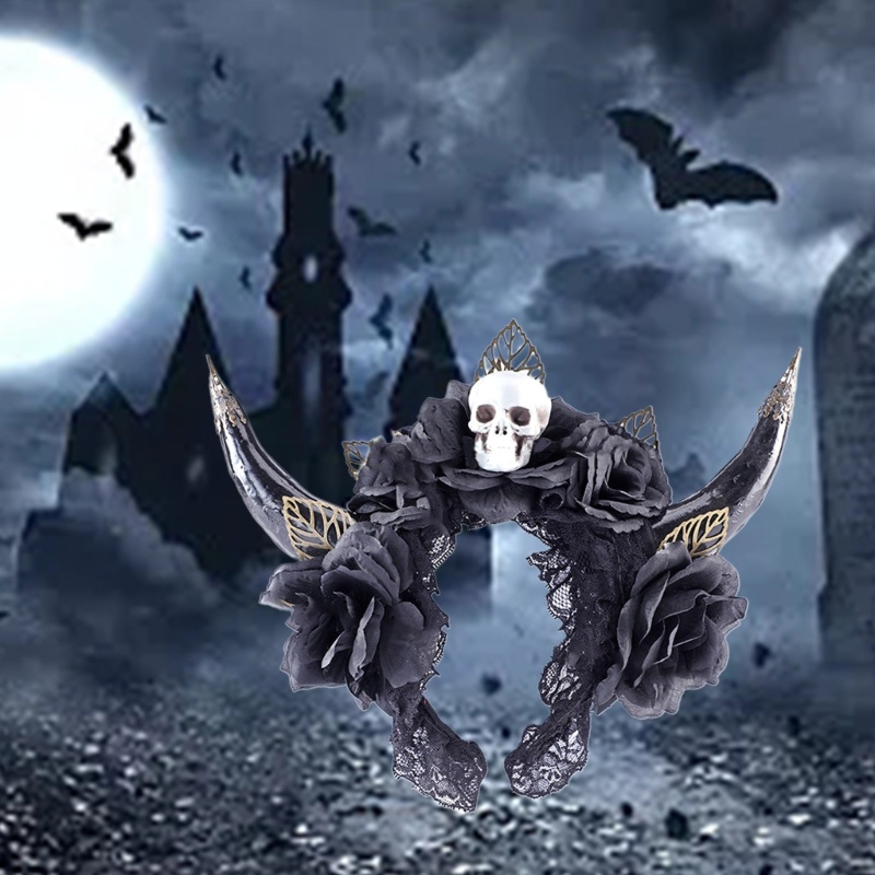 Cài Tóc Hình Sừng Cừu Đính Hoa Hóa Trang Halloween