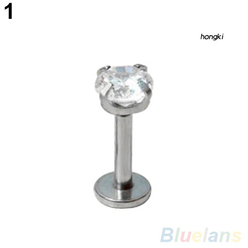 Set 2 khuyên tai xỏ môi/lưỡi đính đá zircon thời trang cá tính