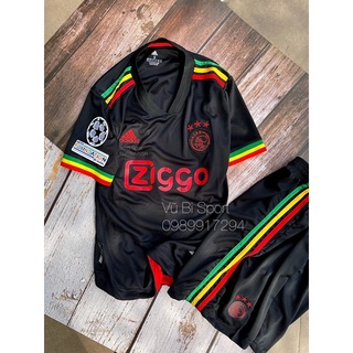 Bộ Quần Áo Đá Bóng AJAX Màu Đen 21/22 - Mẫu Thể Thao Ngắn Tay Màu Đen Ngũ Sắc Vải Thái Dệt Mịn Form Âu