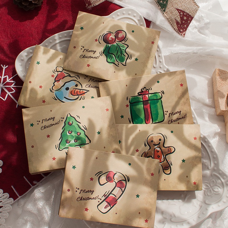 Tmdbyx Thiệp giáng sinh kèm phong bì và miếng dán trang trí tiện dụng