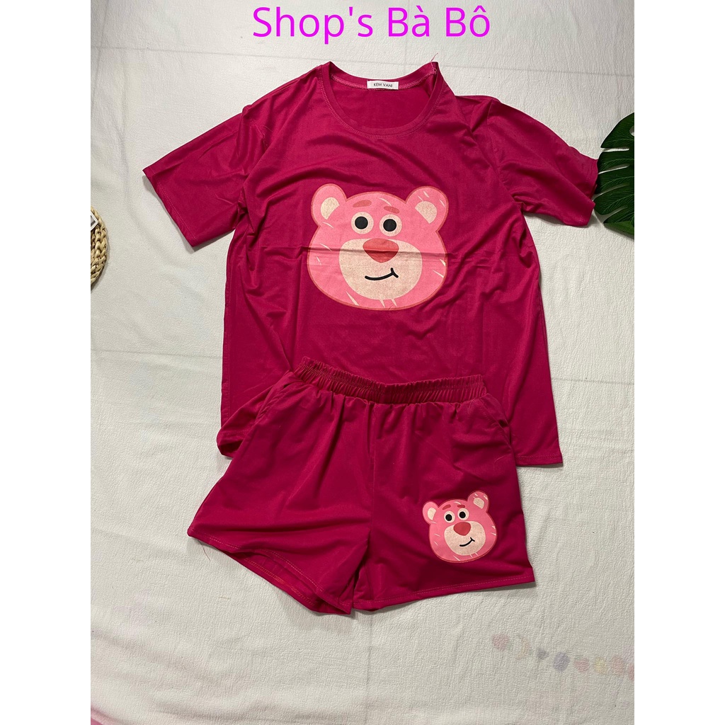 Bộ thun đùi gấu mặc nhà cho nữ, quần có túi, vải dày dặn, form chuẩn siêu xinh