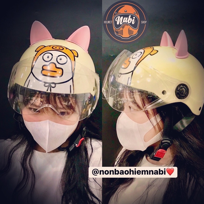 Mũ bảo hiểm kính che bụi - tặng Sticker Dán dễ thương
