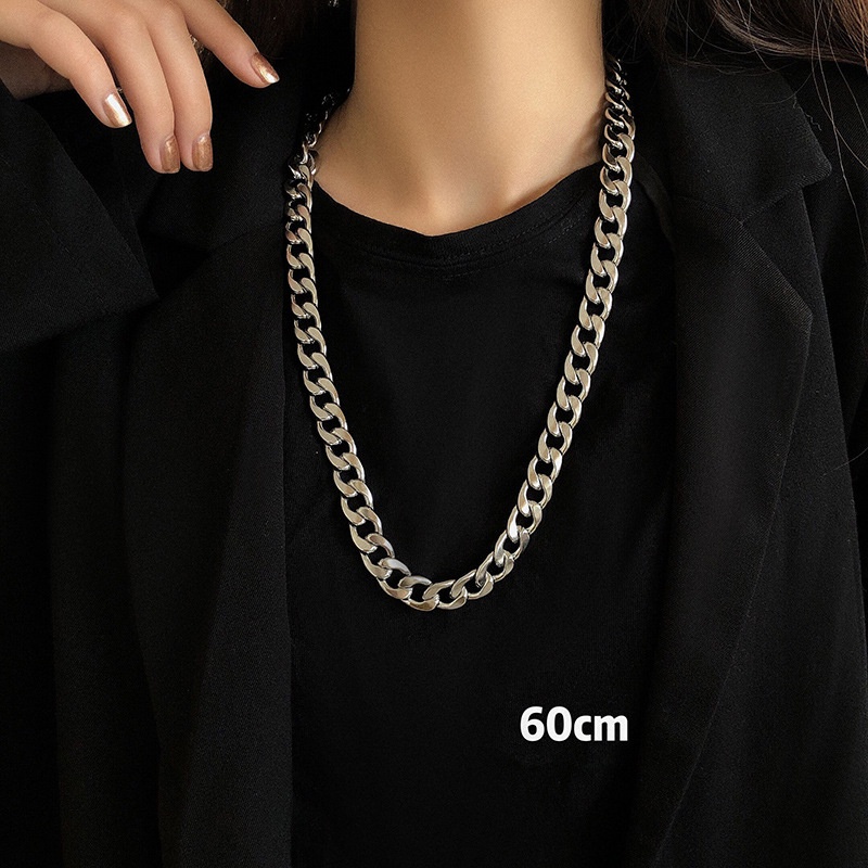 Dây chuyền thép titan dày kiểu chuỗi xích phong cách hip hop đơn giản thời trang