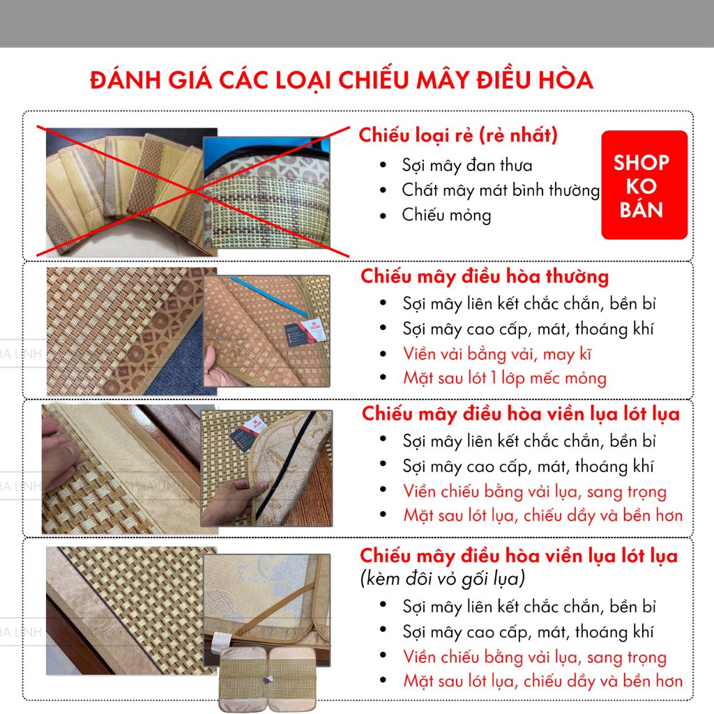 Chiếu điều hòa sợi mây tổng hợp lót lụa cao cấp 2 mặt giá rẻ 1m2 1m6 1m8