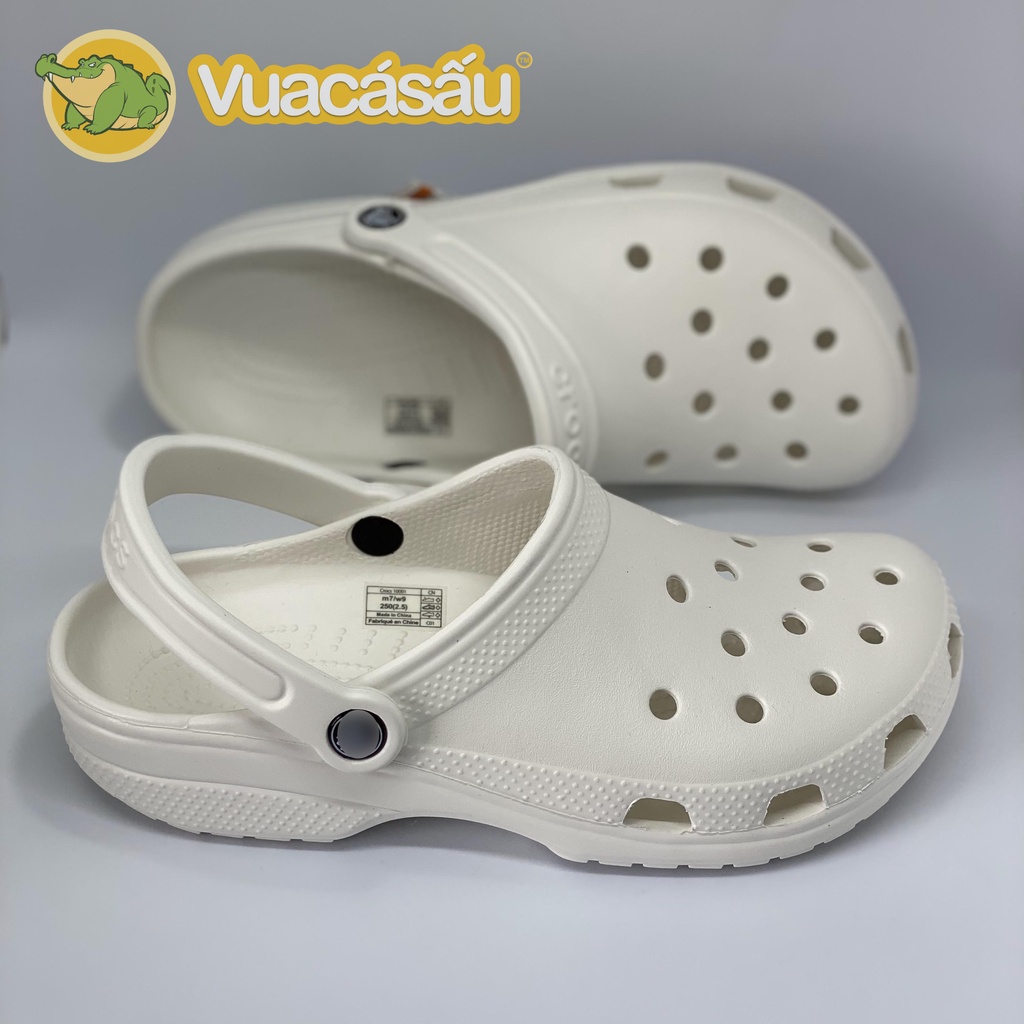 Dép CROCS CLASSIC CLOG Nam Nữ màu Trắng, Siêu Mềm Nhẹ và Êm Ái, chống trơn trượt, đi mưa - Vua Cá Sấu