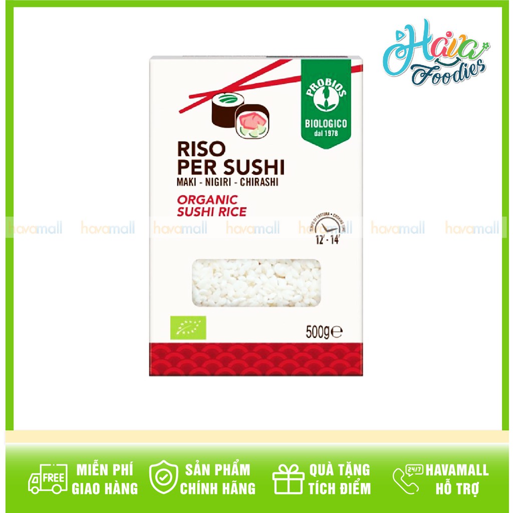 [HÀNG CHÍNH HÃNG] Gạo Hữu Cơ Làm Sushi Probios 500gr - Organic Sushi Rice