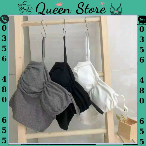 Bra nữ 2 dây, áo lót nữ 2 dây croptop nhúm ngực có miếng lót ngực sexy kiểu mặc kèm áo vest hàng loại 1