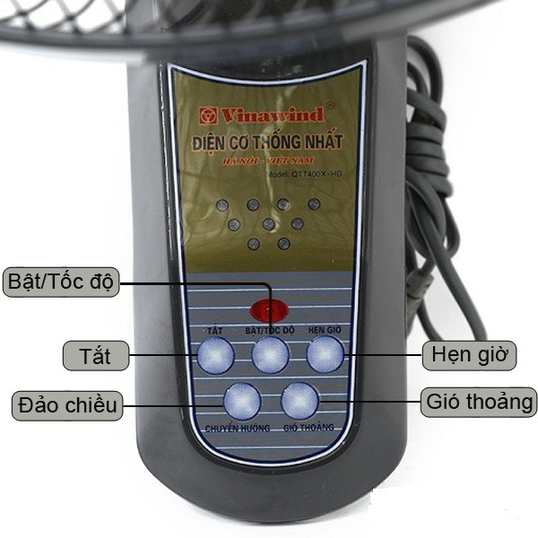 Quạt treo tường có điều khiển Vinawind QTT400X-HD sải cánh 400 - Điện Cơ Thống Nhất | BigBuy360 - bigbuy360.vn