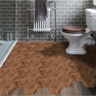 Miếng dán tường, sàn nhà, gạch nhà trang trí PVC vân gỗ chống nước EuroStyle - Bộ 10 tấm [Giá đẳng cấp]