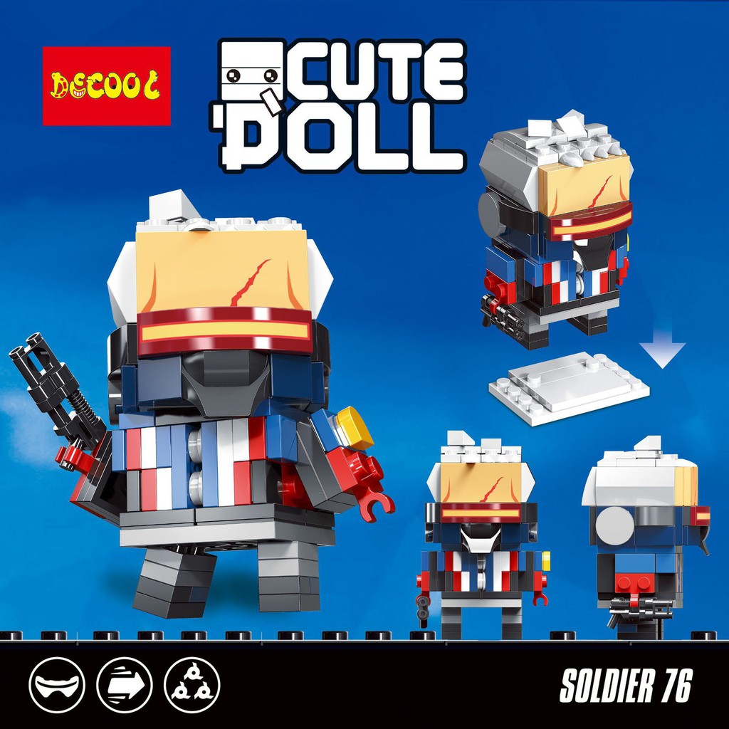 DECOOL 6853-6858 Bộ 6 Brick Headz nhân vật trong Overwatch - Đồ chơi Lắp ghép Minifigures Mô hình Mini BrickHeadz