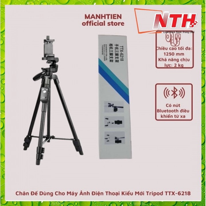 CHÂN ĐẾ CHỤP HÌNH CHO MÁY ẢNH , ĐIỆN THOẠI CAO CẤP TRIPOD TTX-6128 ( KÈM REMOTE BLUETOOTH )