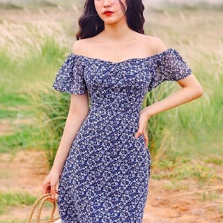 Đầm hoa bẹt vai