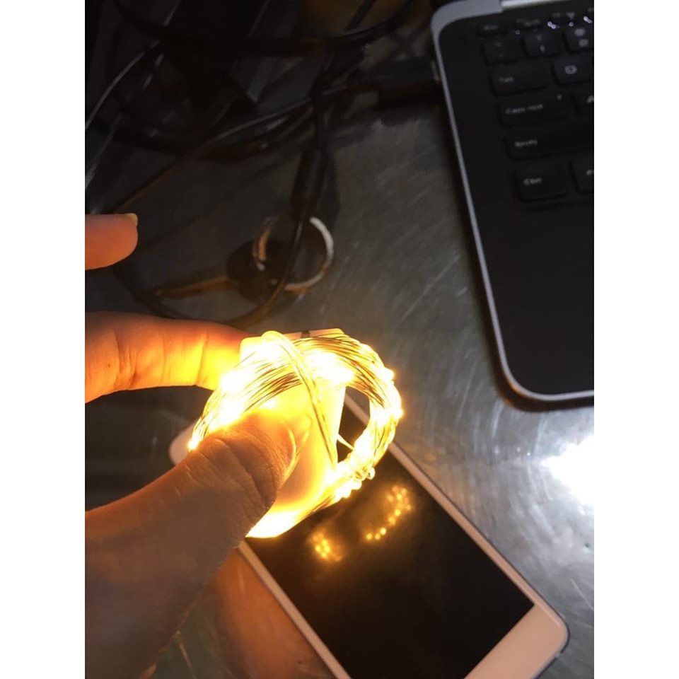 (Xài pin CR2032) Bộ 2 Dây Đèn Đom Đóm Chipsbling Fairy Lights 5m vàng nắng trang trí thơ mộng  ĐÃ KÈM PIN