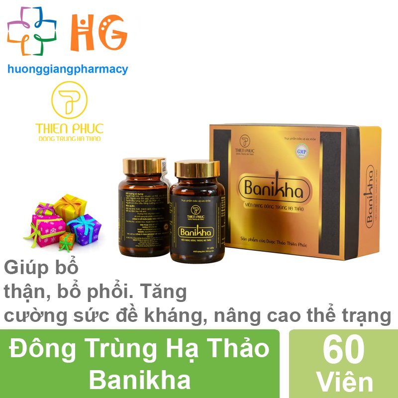 Đông trùng hạ thảo Banikha Bổ thận nam Bổ phổi Tăng đề kháng Ngừa lão hóa Tăng cường sinh lý nam Hộp 60 Viên