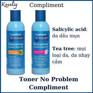 Toner Compliment No Problem làm sạch sâu, kiềm dầu, giảm mụn - nước cân bằng da