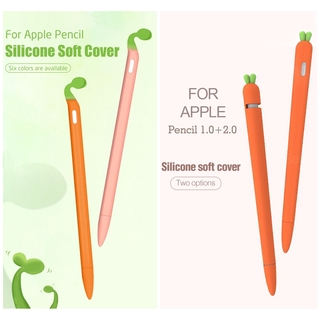 Ốp Silicon kiểu củ cà rốt dành cho Apple Pencil 1, 2 tặng kèm nắp bút và 4 chiếc bọc ngòi