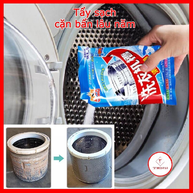 Bột tẩy vệ sinh lồng máy giặt giúp lồng máy giặt sạch bẩn diệt khuẩn ngăn mùi hôi bám vào quần áo dùng cho mọi loại máy