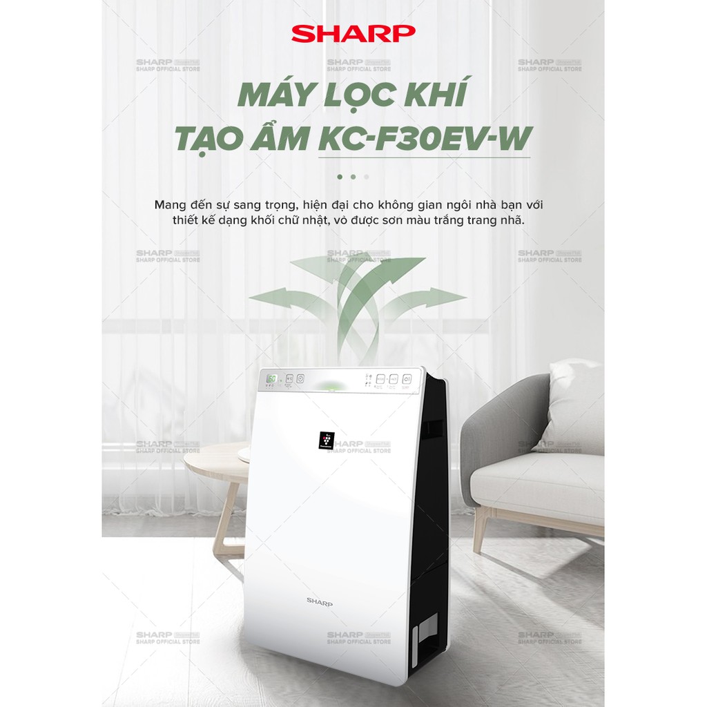 Máy Lọc Khí Tạo Ẩm Sharp INVERTER KC-F30EV-W Tiết Kiệm Điện