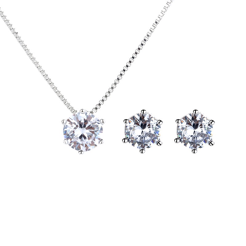 Set Vòng cổ Và Bông Tai Đính Đá Zircon Đơn Giản Cho Nữ