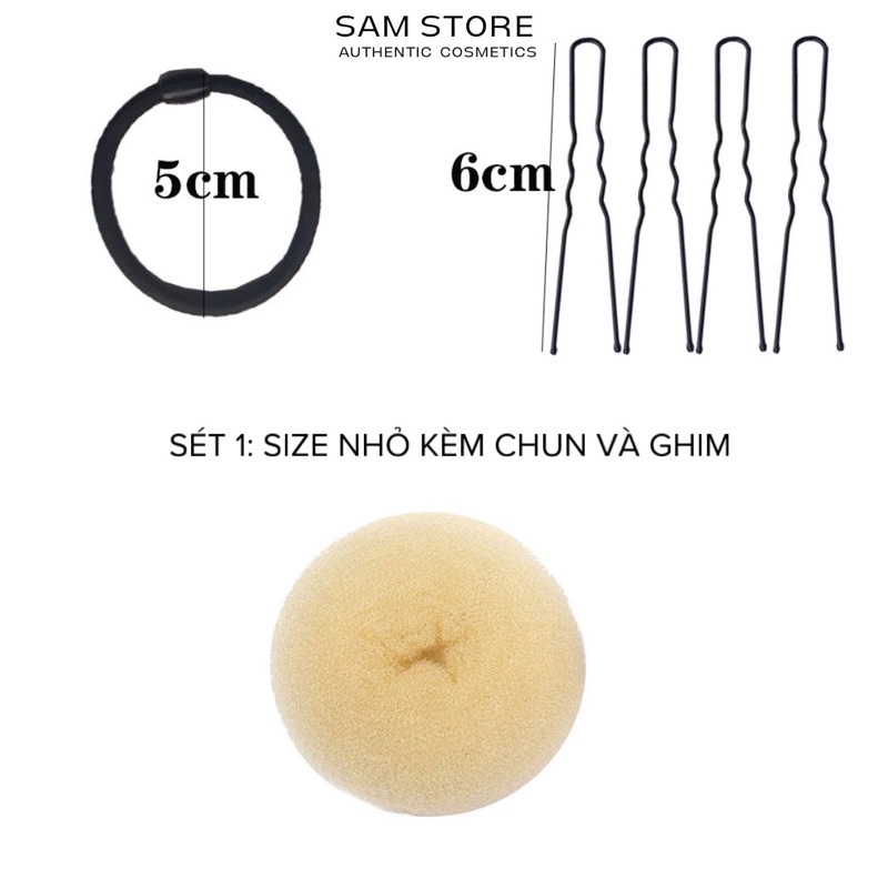 Sét độn phồng tóc màu Kem gồm chun và ghim dùng trong tạo kiểu tóc chuyên nghiệp Á Âu hoặc tạo kiểu tóc cá nhân