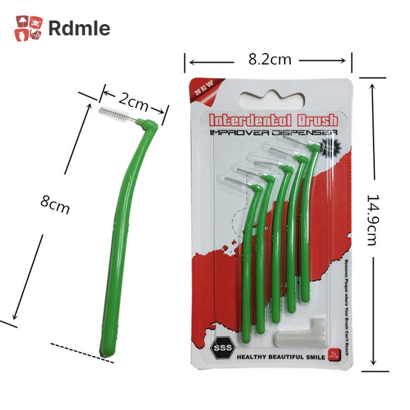 Set 5 bàn chải kẽ răng 0.5mm chăm sóc răng miệng cho người lớn