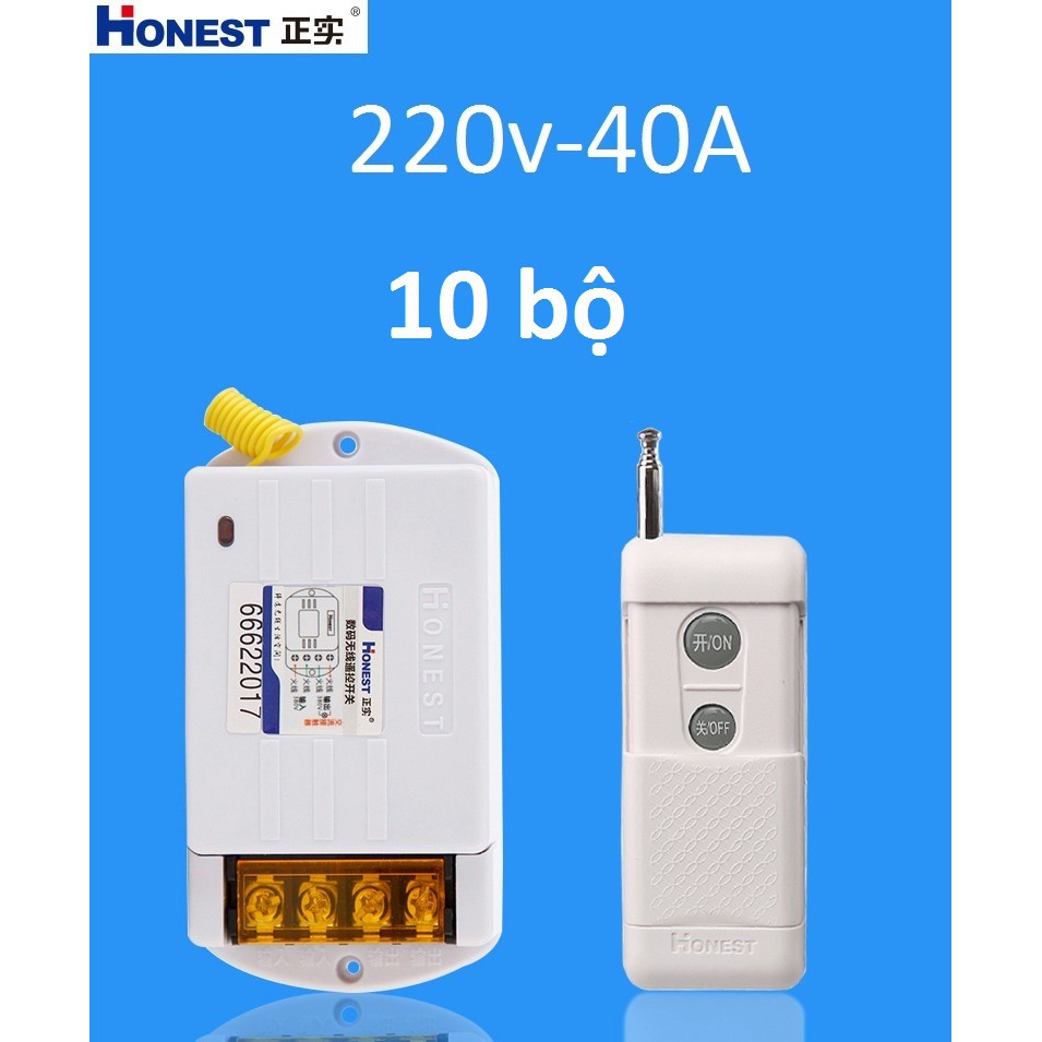 Combo 10 công tắc điều khiển từ xa công suất cao HT-6220KGD - 40A / 1km có học lệnh bật tắt máy bơm ,máy rửa xe...