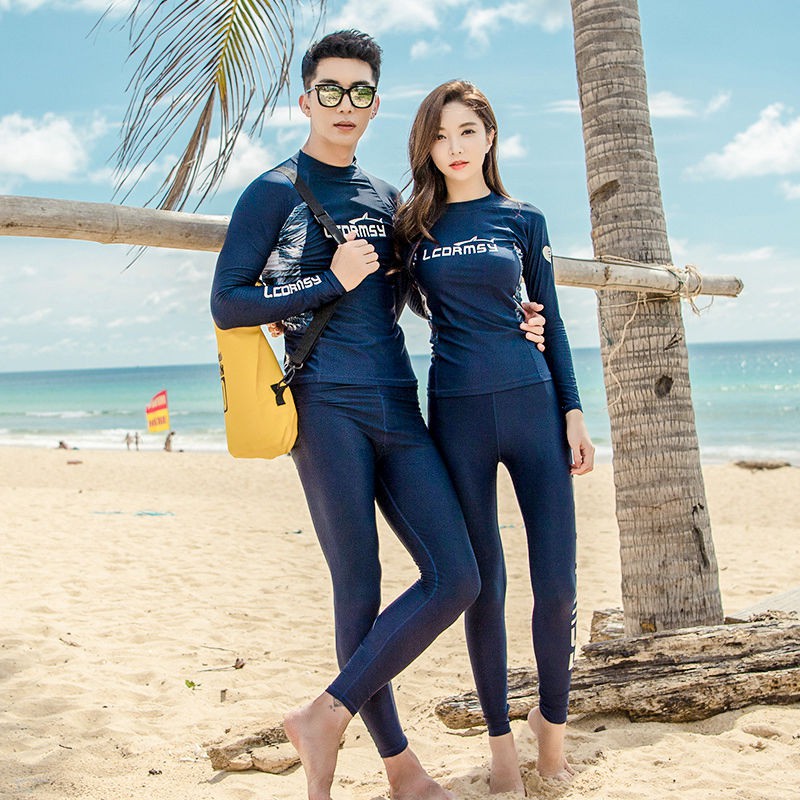 Bộ Đồ Bơi Ba Mảnh Áo Tay Dài + Quần Thể Thao Chống Nắng Nhanh Khô Cho Nam Và Nữ Mới | BigBuy360 - bigbuy360.vn