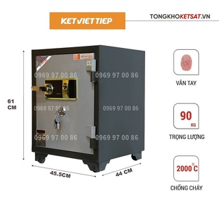 Két Sắt Vân Tay Chống Cháy KVT405-VT Nặng 80KG Việt Tiệp An Toàn Bảo Mật Cao (Miễn Phí Giao Hàng)
