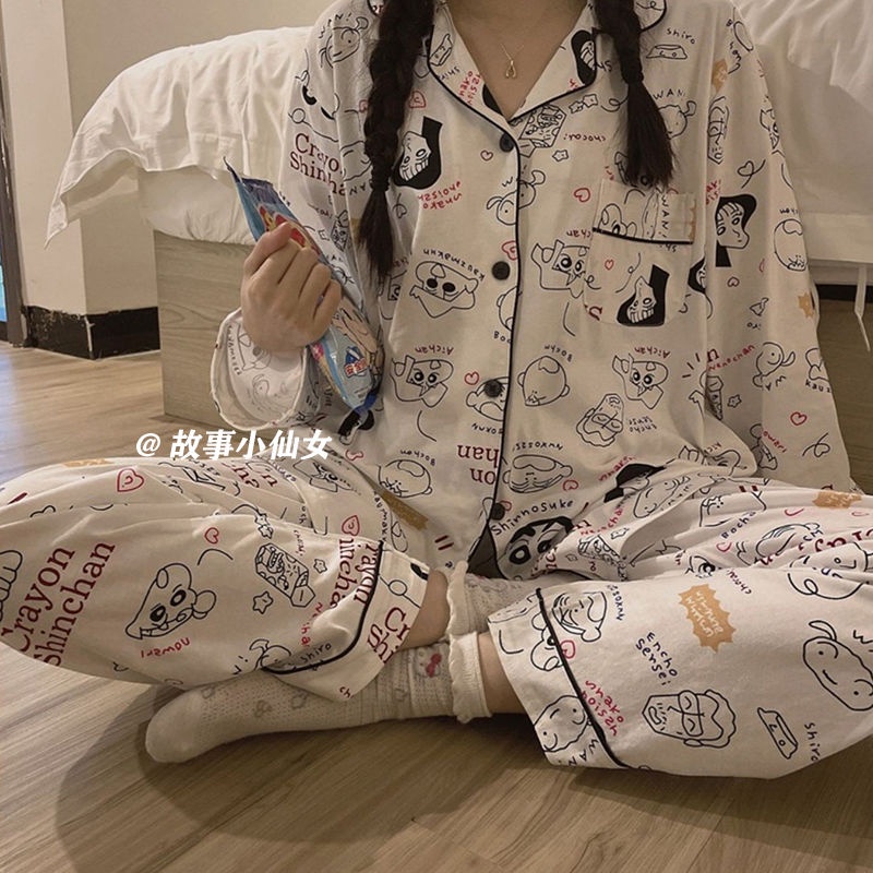 Bộ Đồ Ngủ Dài Tay Form Rộng Họa Tiết Ca Rô Vàng Phong Cách Hàn Quốc Dành Cho Nữ