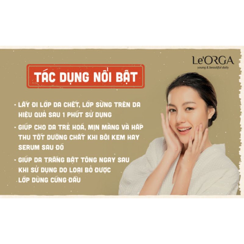 Tẩy Tế Bào Chết Da Mặt Le'Orga Gạo Lứt - Gel Hạt Tẩy Kì Ngừa Mụn, Trẻ Hóa, Trắng Da 180ml