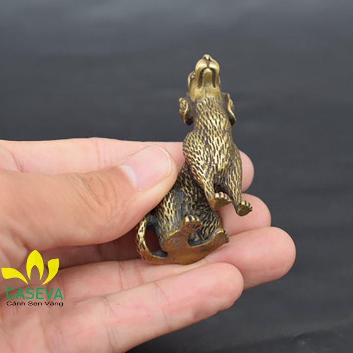 Móc Khóa Con Chó Ngồi Bằng Đồng