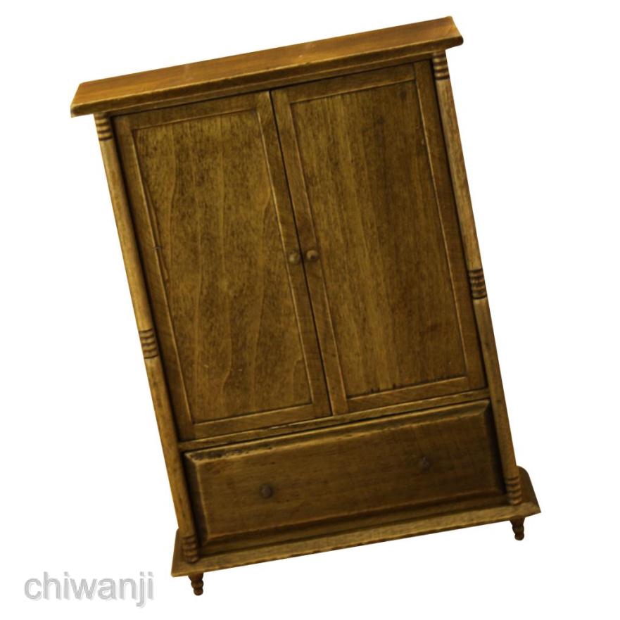 Tủ Quần Áo Bằng Gỗ Phong Cách Vintage Tỉ Lệ 1: 12 Trang Trí Nhà Búp Bê