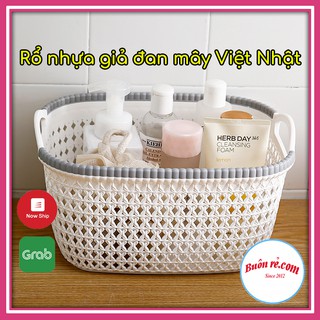 Rổ Nhựa Giả Đan Mây Có Quai Cầm Cỡ Nhỏ Việt Nhật 3377-1 Giỏ  Buôn Rẻ 00690